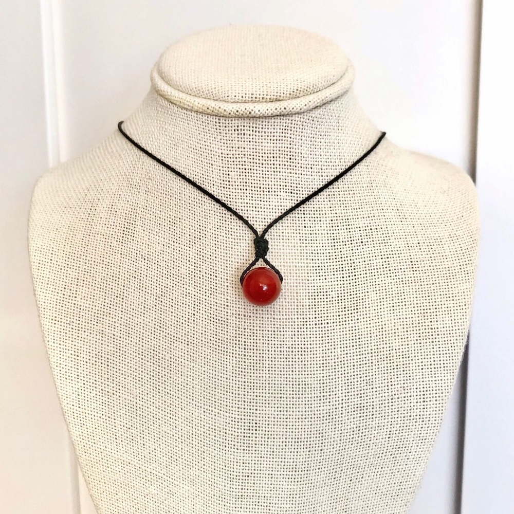 Carnelian (10mm) Sphere Necklace/Choker - Picture 2 of 5